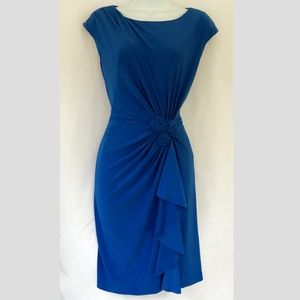 Jones New York Blue Floral Drape Petite Dress